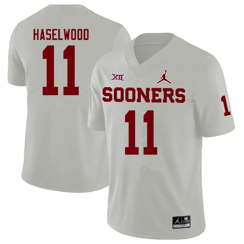 Men #11 Jadon Haselwood Oklahoma Sooners Jordan Brand College Football Jerseys Sale-White - Click Image to Close
